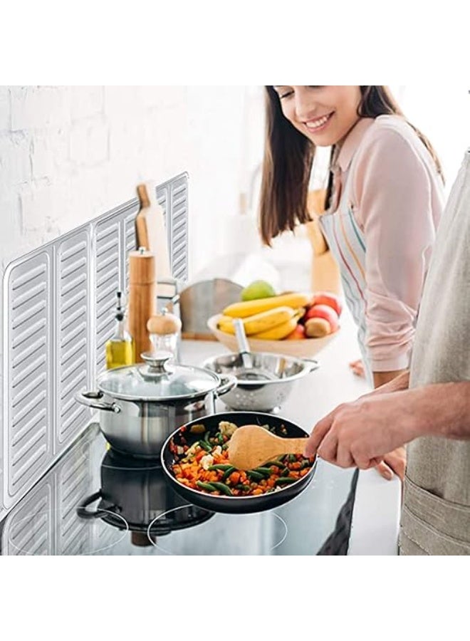 Two-piece gas stove protector, 3-sided oil splatter guard, non-stick aluminum, foldable cooking oil splatter guard by Cool Baby, silver - Image 4